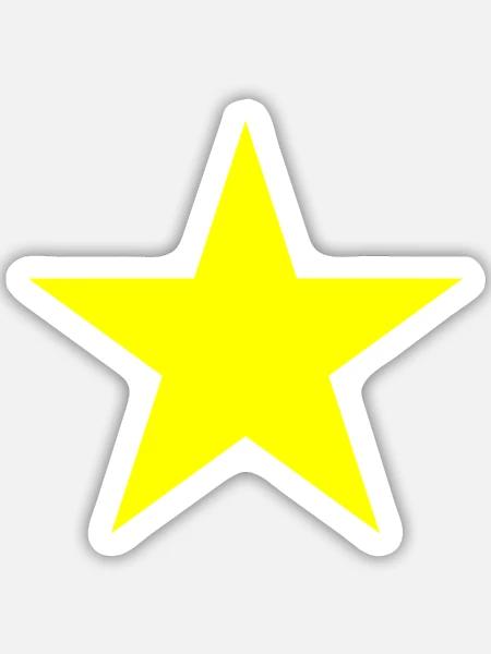 Gelber Stern auf schwarzem Hintergrund - Sticker Größe M (15 x 15 cm) - Mattweiß