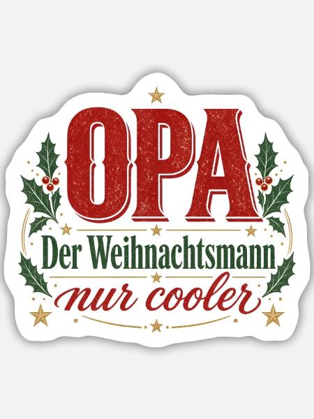 Opa Weihnachtsmann - Sticker Größe M (15 x 15 cm) - Mattweiß