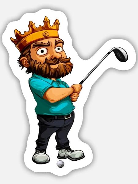 Könige Golf / Golfer King - Sticker Größe M (15 x 15 cm) - Mattweiß