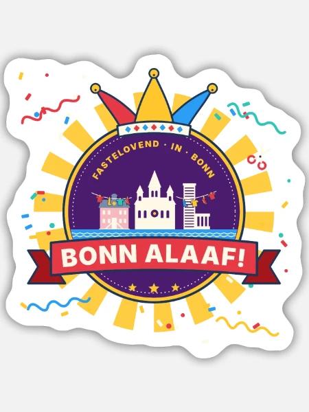 Bonn Alaaf Karneval Emblem Weiberfastnacht - Sticker Größe M (15 x 15 cm) - Mattweiß