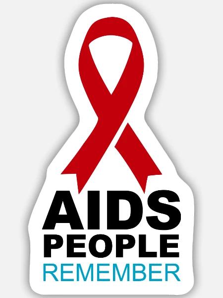 Rotes AIDS-Gedächtnisband - Sticker Größe M (15 x 15 cm) - Mattweiß