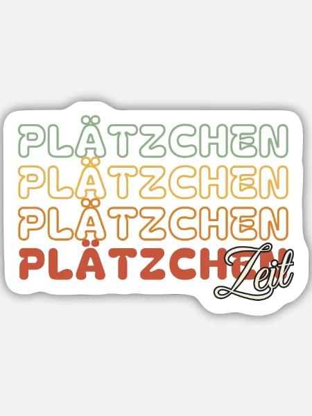 Plätzchen Zeit - Retro - Sticker Größe M (15 x 15 cm) - Mattweiß