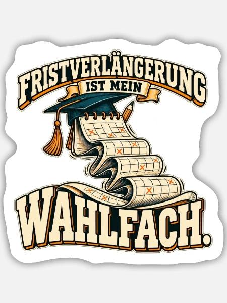 Fristverlängerung ist mein Wahlfach - Sticker Größe M (15 x 15 cm) - Mattweiß