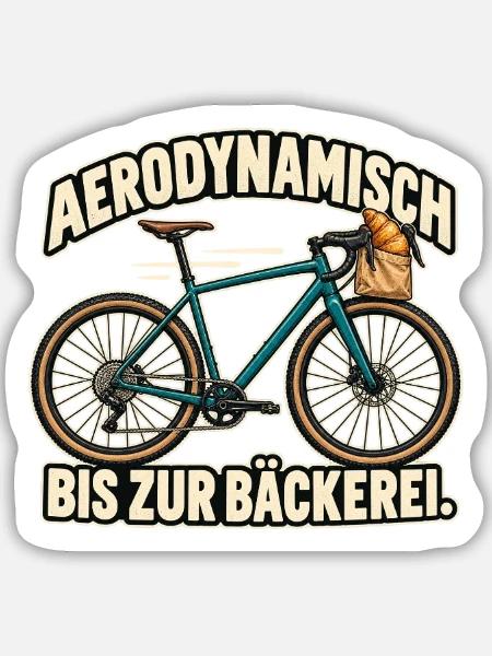 Aerodynamisch bis zur Bäckerei - Sticker Größe M (15 x 15 cm) - Mattweiß