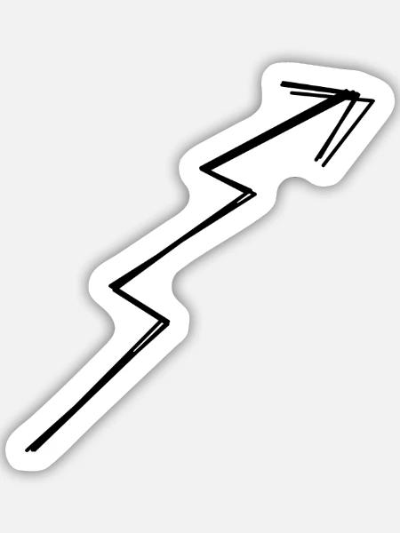 Zickzackpfeil handgezeichnet - Sticker Größe M (15 x 15 cm) - Mattweiß