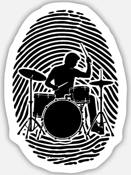 Schlagzeug Drummer Fingerabdruck Schlagzeugliebe - Sticker Größe M (15 x 15 cm) - Mattweiß