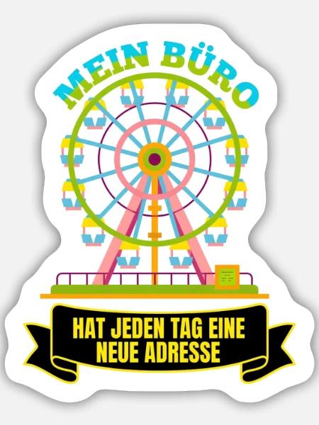 Schausteller Riesenrad Spruch - Sticker Größe M (15 x 15 cm) - Mattweiß
