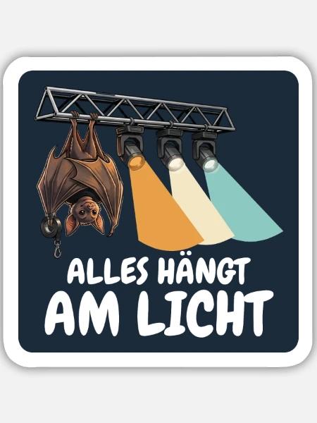 Alles hängt am Licht – Lichttechniker - Sticker Größe M (15 x 15 cm) - Mattweiß