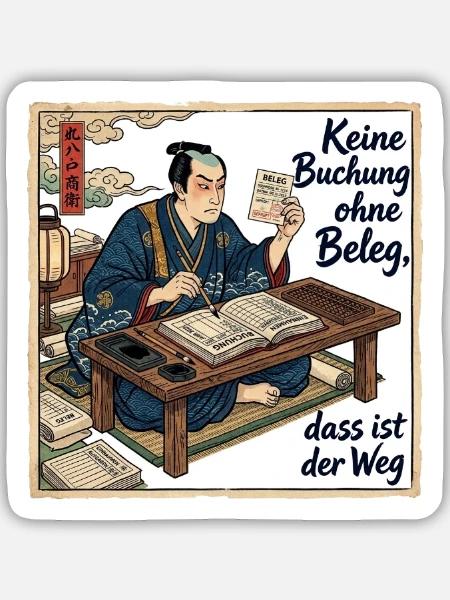 Keine_Buchung_ohne_Beleg_-_Ukiyo-e - Sticker Größe M (15 x 15 cm) - Mattweiß