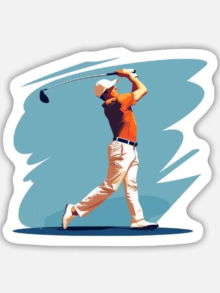 Golfspieler Grafik - Sticker Größe M (15 x 15 cm) - Mattweiß