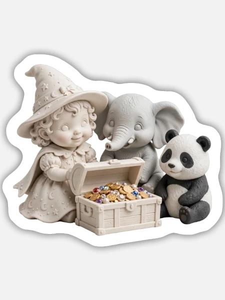 Verspieltes Schatz-Trio - Sticker Größe M (15 x 15 cm) - Mattweiß