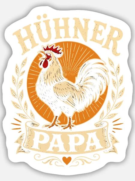 Hühner Papa Hühnerbesitzer Bauer - Sticker Größe M (15 x 15 cm) - Mattweiß
