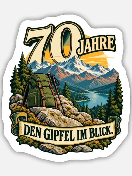 70 Jahre Gipfelblick Abenteuer - Sticker Größe M (15 x 15 cm) - Mattweiß