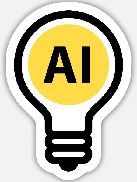 Glühbirne - Künstliche Intelligenz Cyber-Intelligz - Sticker Größe M (15 x 15 cm) - Mattweiß