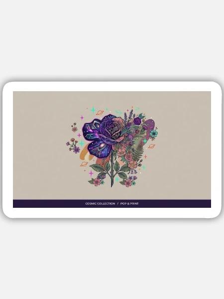 Kosmosrose: Nebelblütenstrauß - Sticker Größe M (15 x 15 cm) - Mattweiß