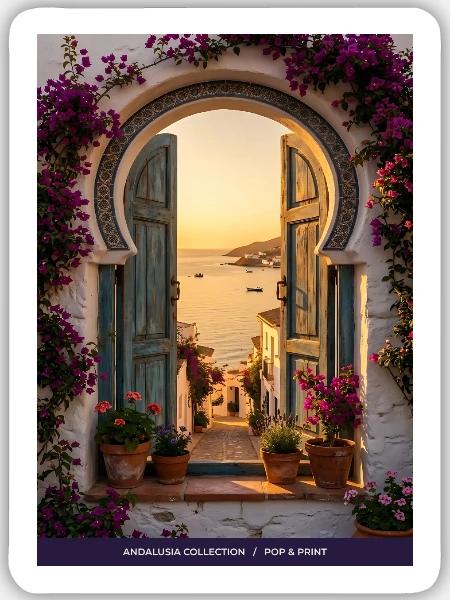 Seaview Arch Andalusia - Sticker Größe M (15 x 15 cm) - Mattweiß