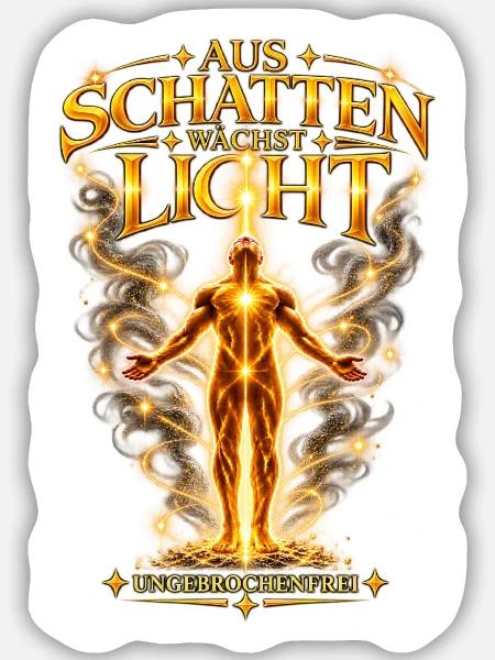 Aus Schatten wächst Licht – Ungebrochenfrei - Sticker Größe M (15 x 15 cm) - Mattweiß