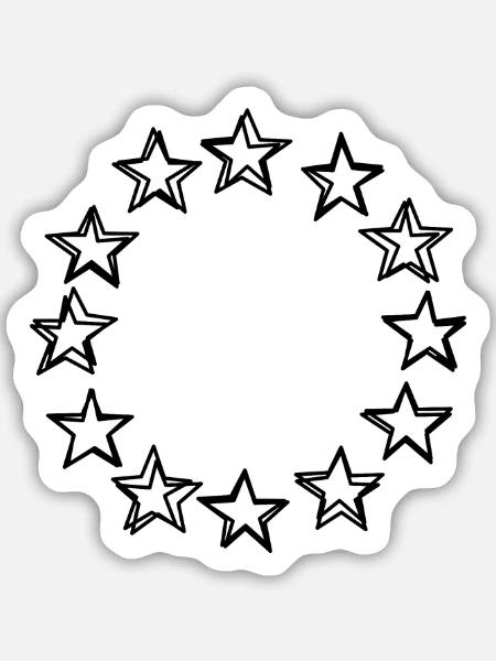 Sternenkranz handgezeichnet - Sticker Größe M (15 x 15 cm) - Mattweiß