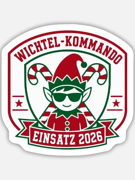 Wichtel-Kommando Einsatz 2026 - Sticker Größe M (15 x 15 cm) - Mattweiß