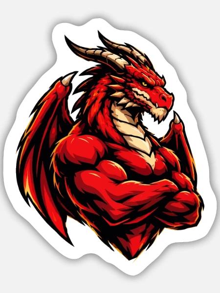 Feuerdrache Kraftbild - Sticker Größe M (15 x 15 cm) - Mattweiß