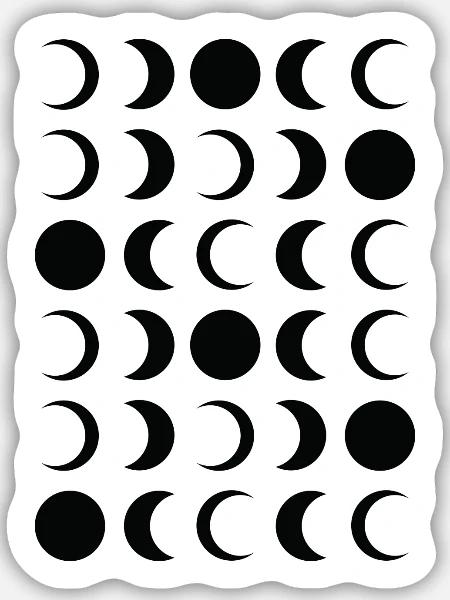 Noir-Mond-Phasengitter - Sticker Größe M (15 x 15 cm) - Mattweiß