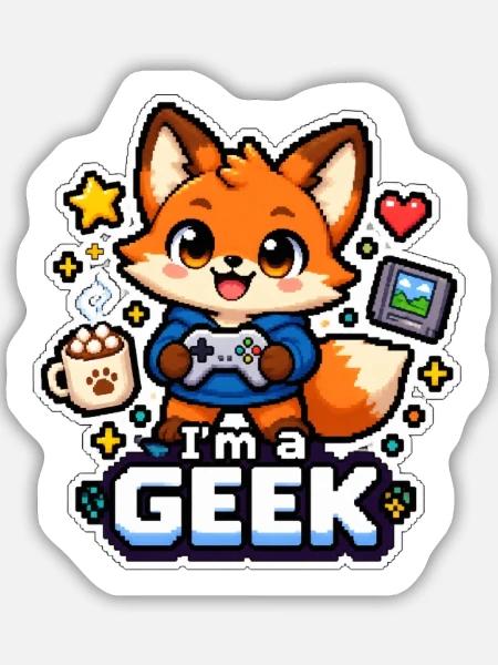 ICH BIN EIN NERD - Renard Coffee - Sticker Größe M (15 x 15 cm) - Mattweiß