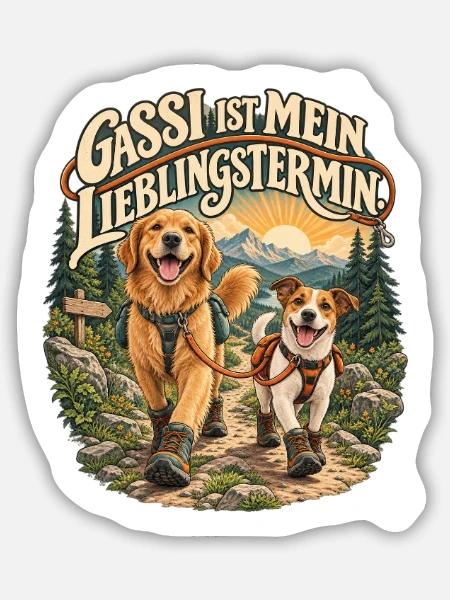 Gassi ist mein Lieblingstermin - Sticker Größe M (15 x 15 cm) - Mattweiß