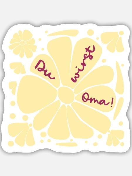 Du wirst Oma, Baby - Sticker Größe M (15 x 15 cm) - Mattweiß