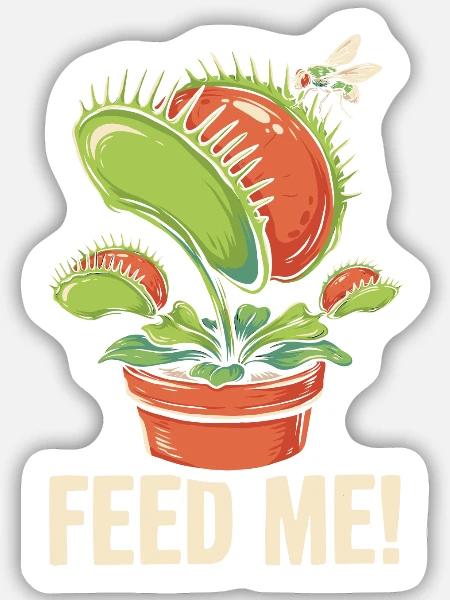 Fress mich Venusfliegenfalle - Sticker Größe M (15 x 15 cm) - Mattweiß
