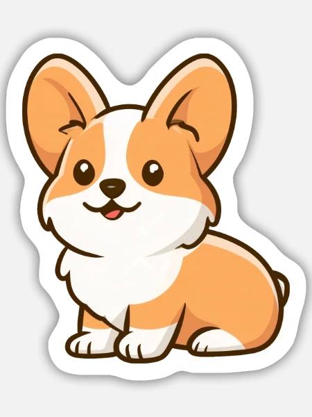 Corgi - Sticker Größe M (15 x 15 cm) - Mattweiß