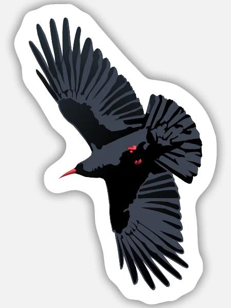 Rotschnabel-Chough-Flug - Sticker Größe M (15 x 15 cm) - Mattweiß