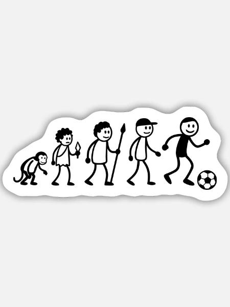  Evolution Fußballer Strichmänchen Fußballspieler - Sticker Größe M (15 x 15 cm) - Mattweiß