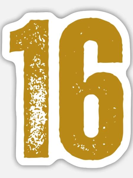16 - Sticker Größe M (15 x 15 cm) - Mattweiß