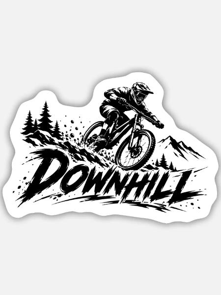 Downhill Mountainbike – MTB Motiv - Sticker Größe M (15 x 15 cm) - Mattweiß