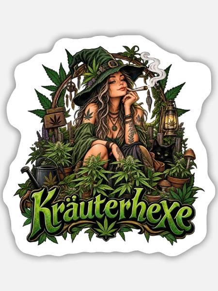 Kräuterhexe  - Sticker Größe M (15 x 15 cm) - Mattweiß