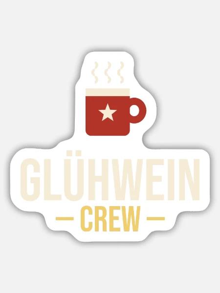 Glühwein-Crew – Weihnachtsmarkt Gruppenshirt - Sticker Größe M (15 x 15 cm) - Mattweiß