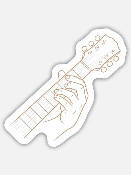 Gitarren-Griffbrett Handlinien-Kunst-Musiker-Tee - Sticker Größe M (15 x 15 cm) - Mattweiß