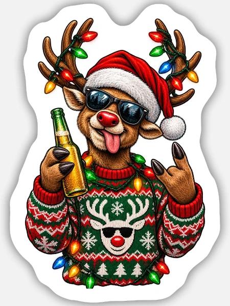Ugly Christmas - Sticker Größe M (15 x 15 cm) - Mattweiß