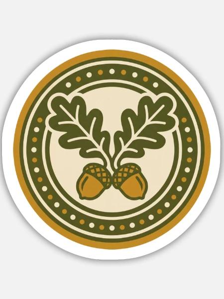 Eichenlaub Abzeichen Heimat Grafik - Sticker Größe M (15 x 15 cm) - Mattweiß