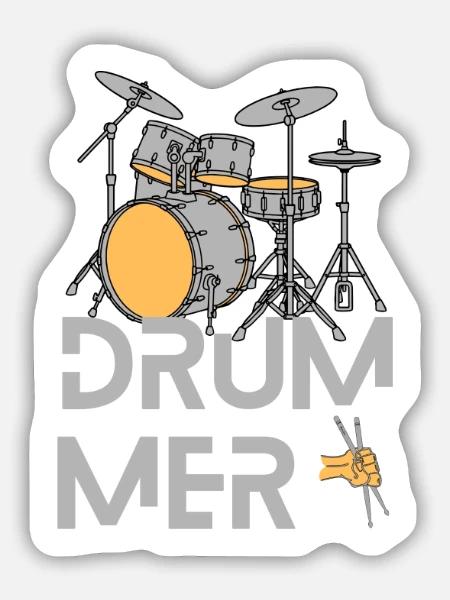 Drummer Schlagzeug Drumset Musikliebhaber Design - Sticker Größe M (15 x 15 cm) - Mattweiß