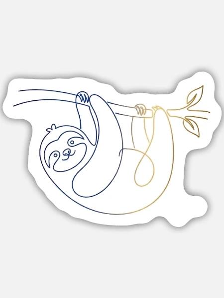 Faultier - Sticker Größe M (15 x 15 cm) - Mattweiß