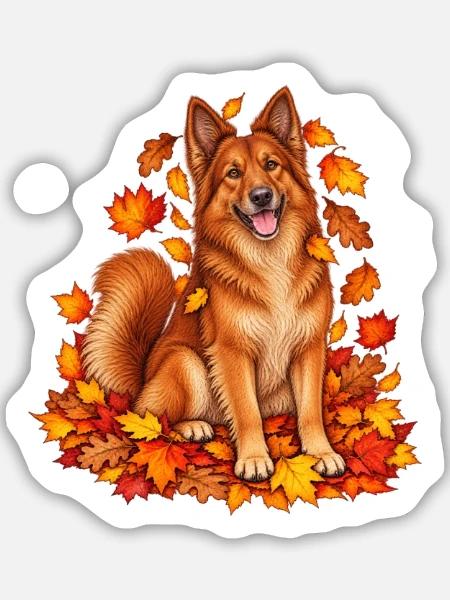 Harzer Fuchs im Herbstlaub - Sticker Größe M (15 x 15 cm) - Mattweiß