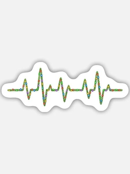EKG-Herzschlag mit Weihnachtslichterkette - Sticker Größe M (15 x 15 cm) - Mattweiß