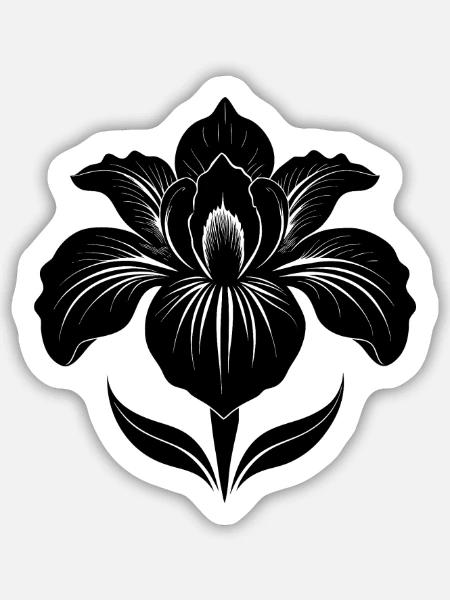 Irisblume - Sticker Größe M (15 x 15 cm) - Mattweiß