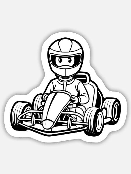 Go-Kart - Sticker Größe M (15 x 15 cm) - Mattweiß