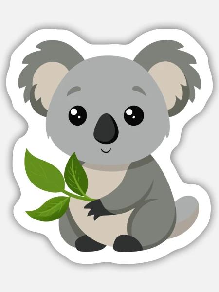 Baby-Koala - Sticker Größe M (15 x 15 cm) - Mattweiß