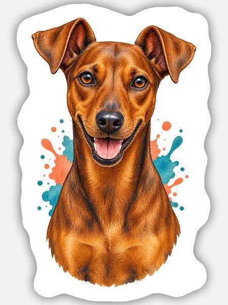 Deutscher Pinscher - Sticker Größe M (15 x 15 cm) - Mattweiß