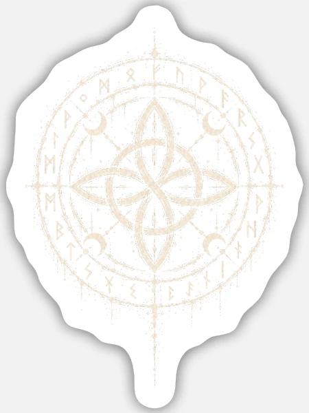Der Hexenknoten im Runenkreis - Sticker Größe M (15 x 15 cm) - Mattweiß
