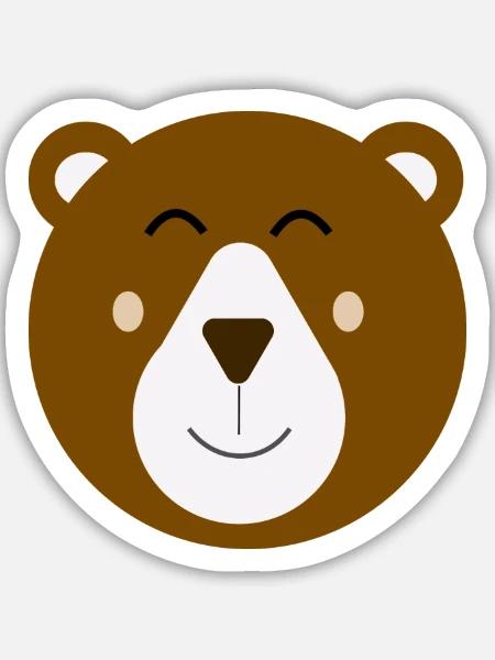 Süßer glücklicher brauner Bär - Sticker Größe M (15 x 15 cm) - Mattweiß