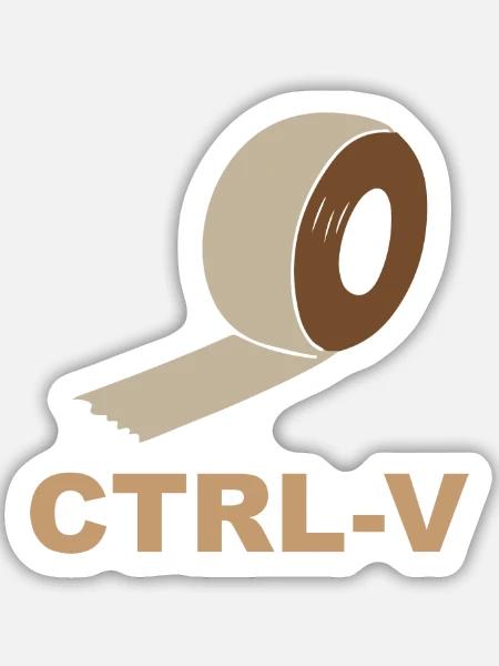 Strg-V Retro Ribbon - Sticker Größe M (15 x 15 cm) - Mattweiß